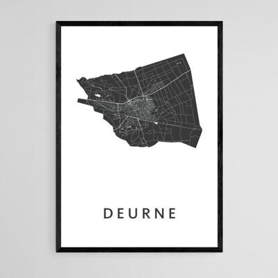 Mappa della città di Deurne - A3 - Poster con cornice