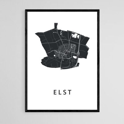 Mappa della città di Elst - A3 - Poster con cornice