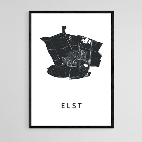 Elst City Map - B2 - Framed Poster
