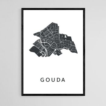 Plan de la ville de Gouda - A3 - Poster encadré 1