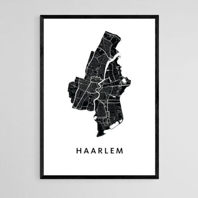 Mapa de la ciudad de Haarlem - A3 - Póster enmarcado