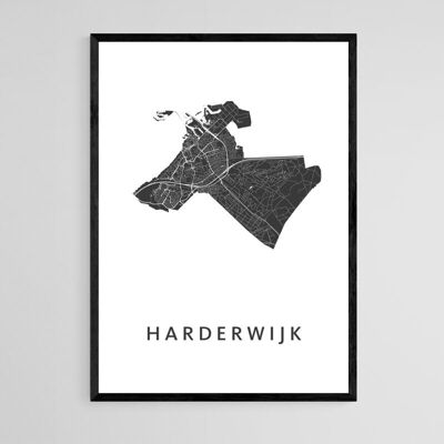 Plan de la ville de Harderwijk - A3 - Poster encadré