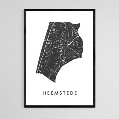 Mapa de la ciudad de Heemstede - A3 - Póster enmarcado