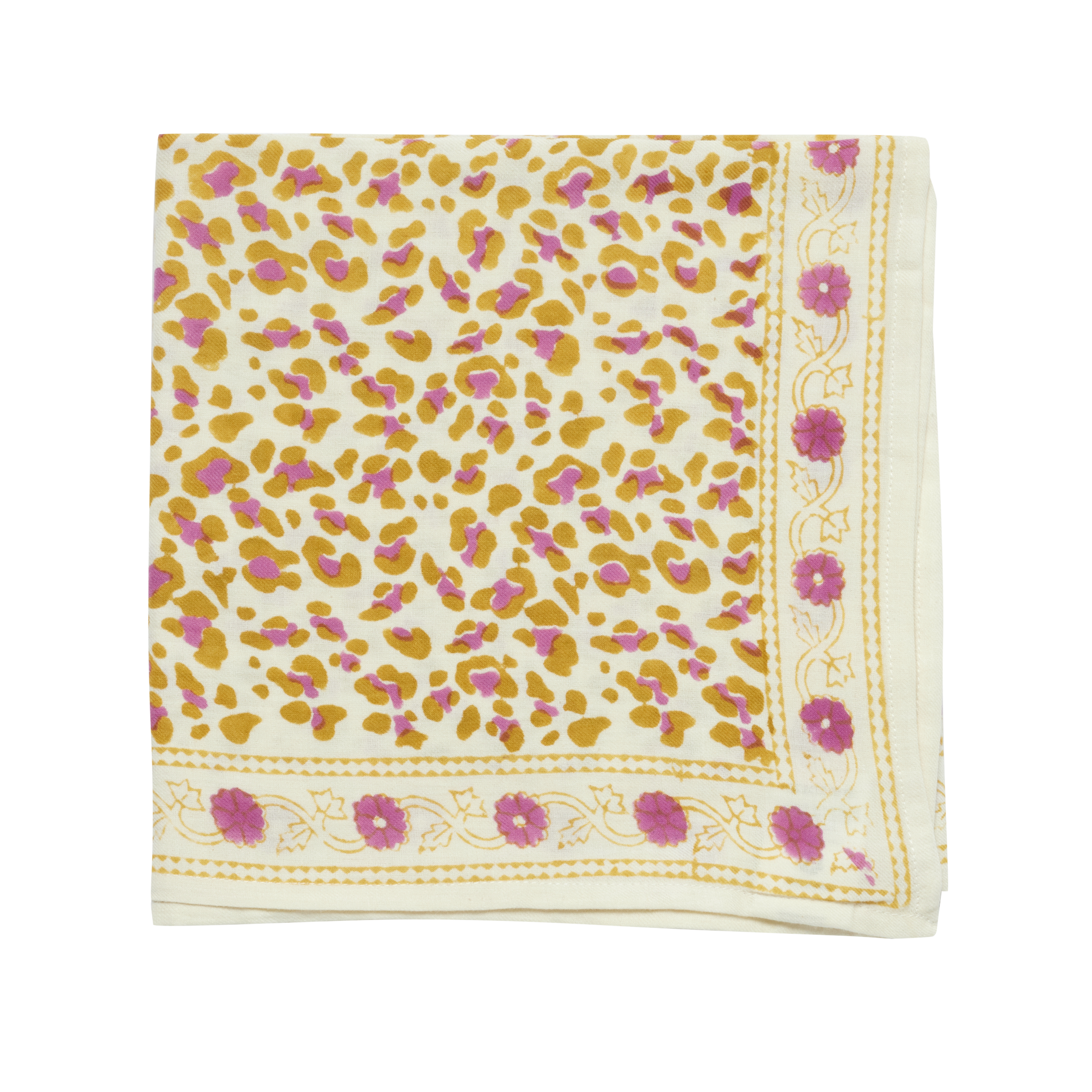Indian Scarf - Ecru/Kiwi Leopard