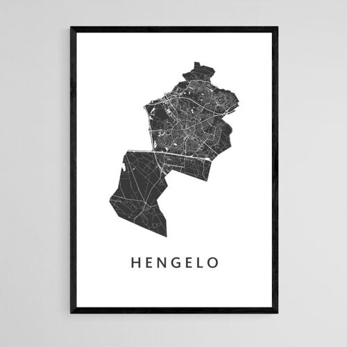 Hengelo City Map - A3 - Framed Poster