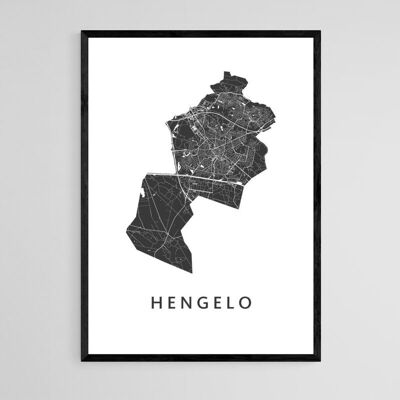 Mapa de la ciudad de Hengelo - A3 - Póster enmarcado