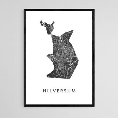 Mappa della città di Hilversum - A3 - Poster con cornice