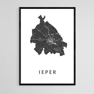 Ieper City Map - A3 - Framed Poster