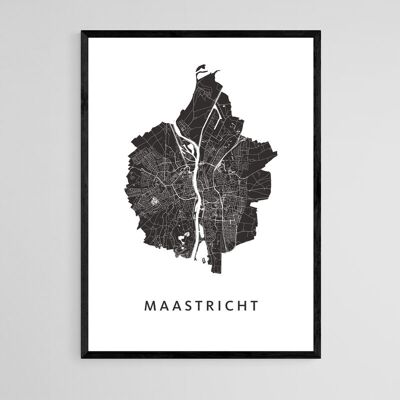 Mappa della città di Maastricht - A3 - Poster con cornice