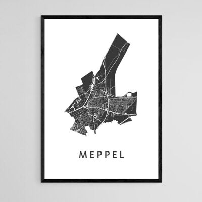 Mappa della città di Meppel - A3 - Poster con cornice