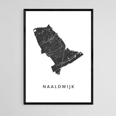 Mapa de la ciudad de Naaldwijk - A3 - Póster enmarcado
