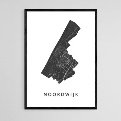Mapa de la ciudad de Noordwijk - A3 - Póster enmarcado