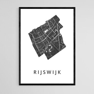 Mapa de la ciudad de Rijswijk - A3 - Póster enmarcado