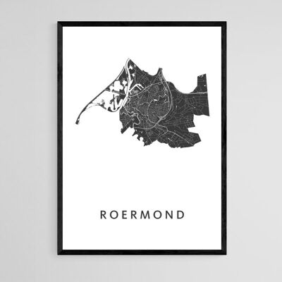 Mapa de la ciudad de Roermond - A3 - Póster enmarcado