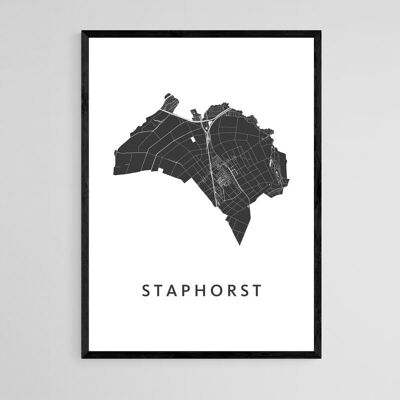 Mappa della città di Staphorst - A3 - Poster con cornice