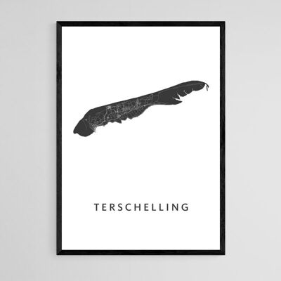 Mappa della città di Terschelling - A3 - Poster con cornice