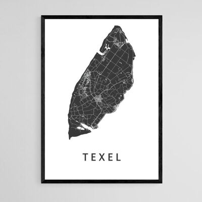 Mappa della città di Texel - B2 - Poster con cornice