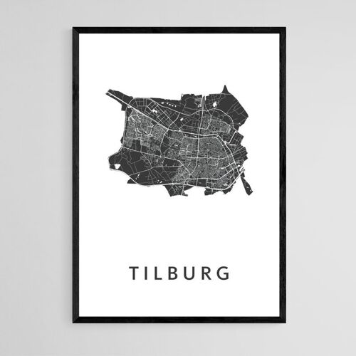 Tilburg City Map - A3 - Framed Poster