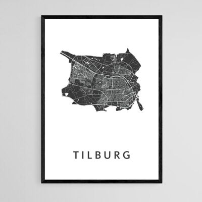 Carte de la ville de Tilburg - A3 - Poster encadré