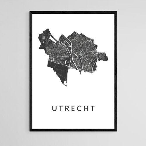 Utrecht City Map - A3 - Framed Poster