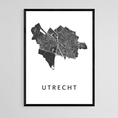 Mappa della città di Utrecht - A3 - Poster con cornice