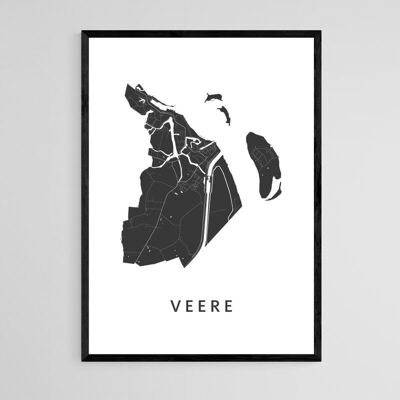 Mappa della città di Veere - A3 - Poster con cornice