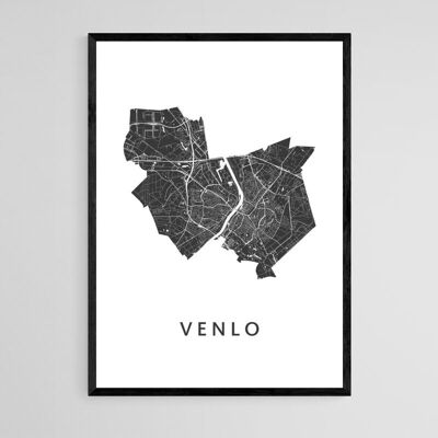 Mappa della città di Venlo - A3 - Poster con cornice