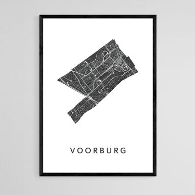 Mapa de la ciudad de Voorburg - A3 - Póster enmarcado