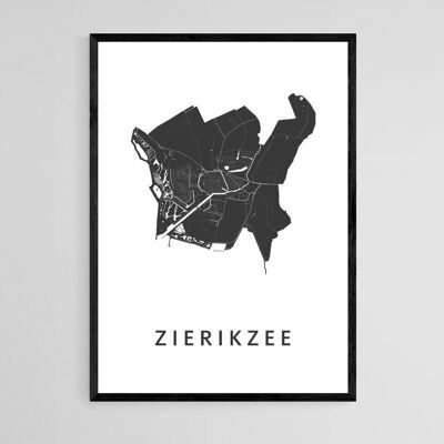 Zierikzee Mappa della città - B2 - Poster incorniciato
