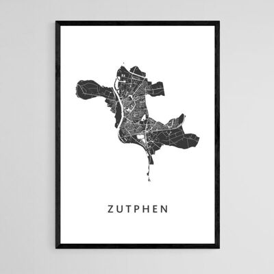 Zutphen City Map - A3 - Framed Poster