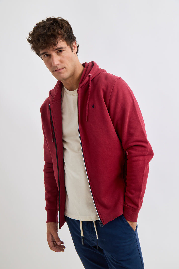 Sudadera Williot con Cremallera Burdeos