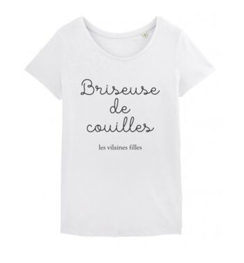 Tee-shirt col rond Briseuse de couilles bio-Blanc