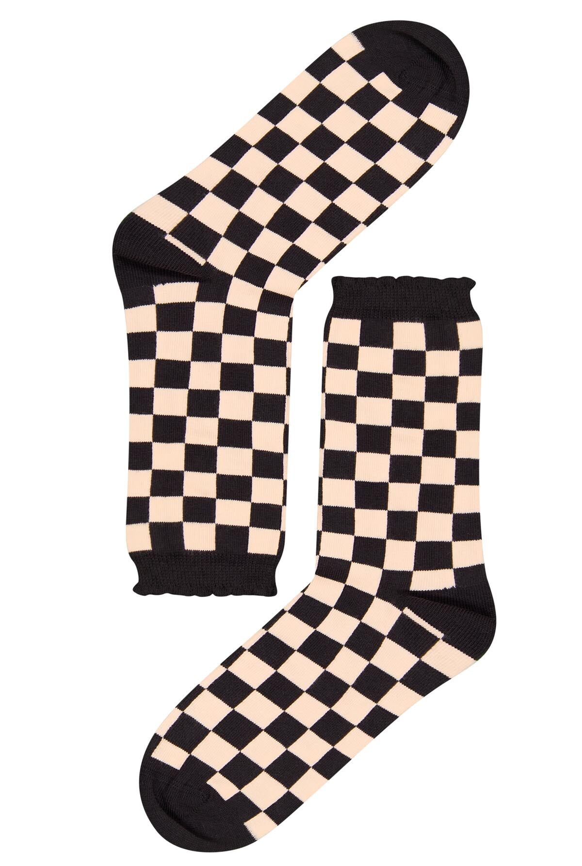 Chaussettes coton BIO - Damier Noir