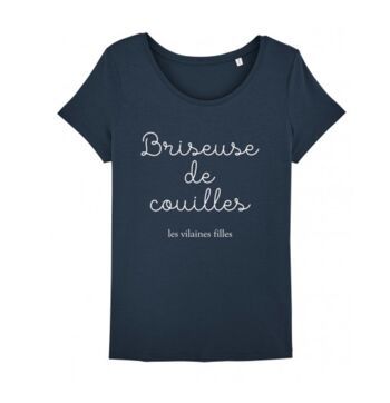 Tee-shirt col rond Briseuse de couilles bio-Bleu marine