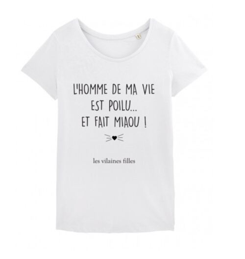 Tee-shirt col rond L'homme de ma vie bio-Blanc