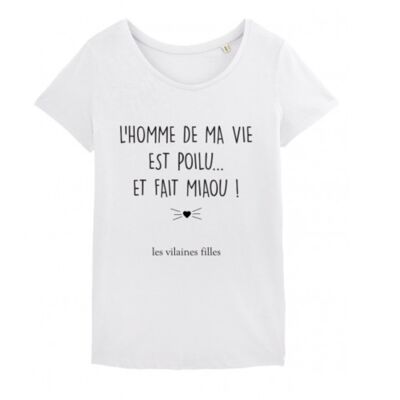 Tee-shirt col rond L'homme de ma vie bio-Blanc