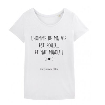 Tee-shirt col rond L'homme de ma vie bio-Blanc