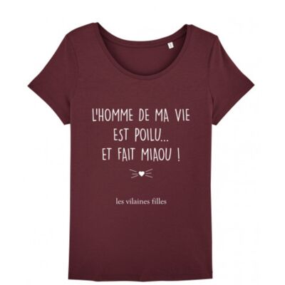 Rundhals-T-Shirt Der Bio-Mann meines Lebens-Bordeaux