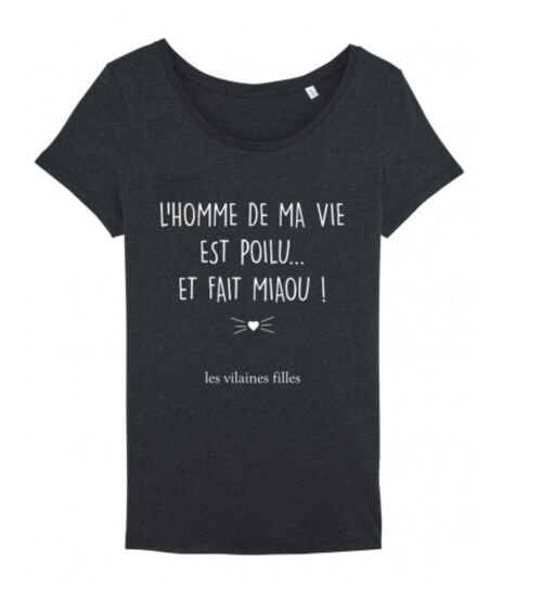 Tee-shirt col rond L'homme de ma vie bio-Noir