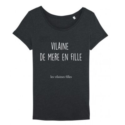 T-shirt round neck Vilaine from mother to daughter organic-Black