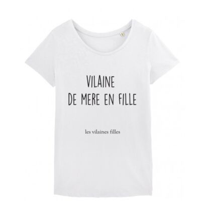 T-shirt round neck Vilaine from mother to daughter organic-White