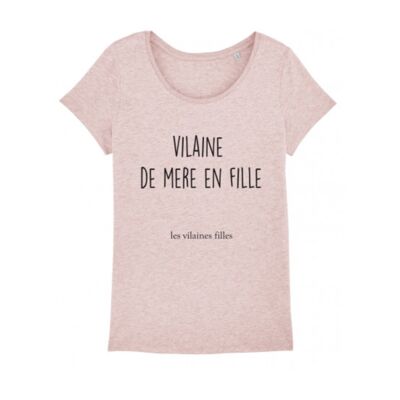 Camiseta cuello redondo Vilaine de madre a hija orgánico-Rosa jaspeado