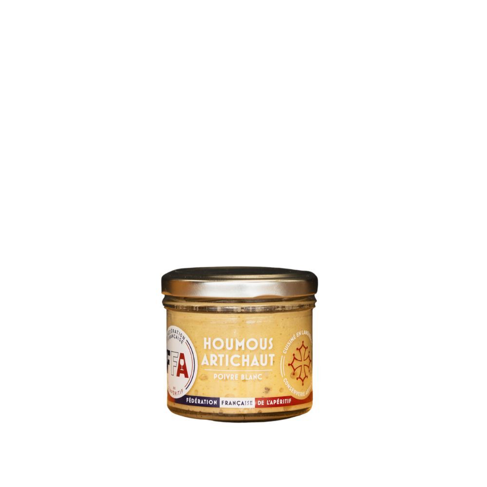 Artisanal vegan artichoke hummus spread with white pepper, hotel size (1 pack of 12 x 100g jars)