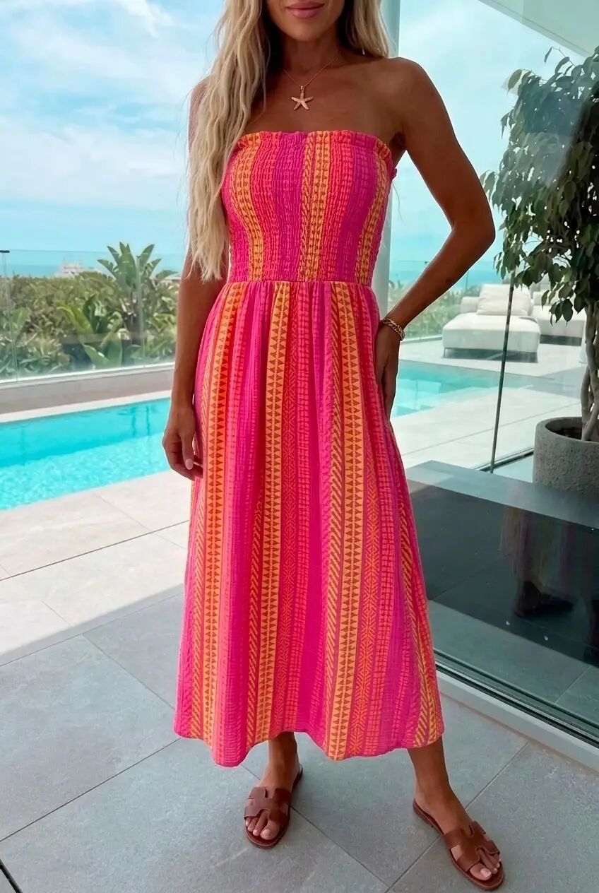 Strapless cotton gauze dress - 9368