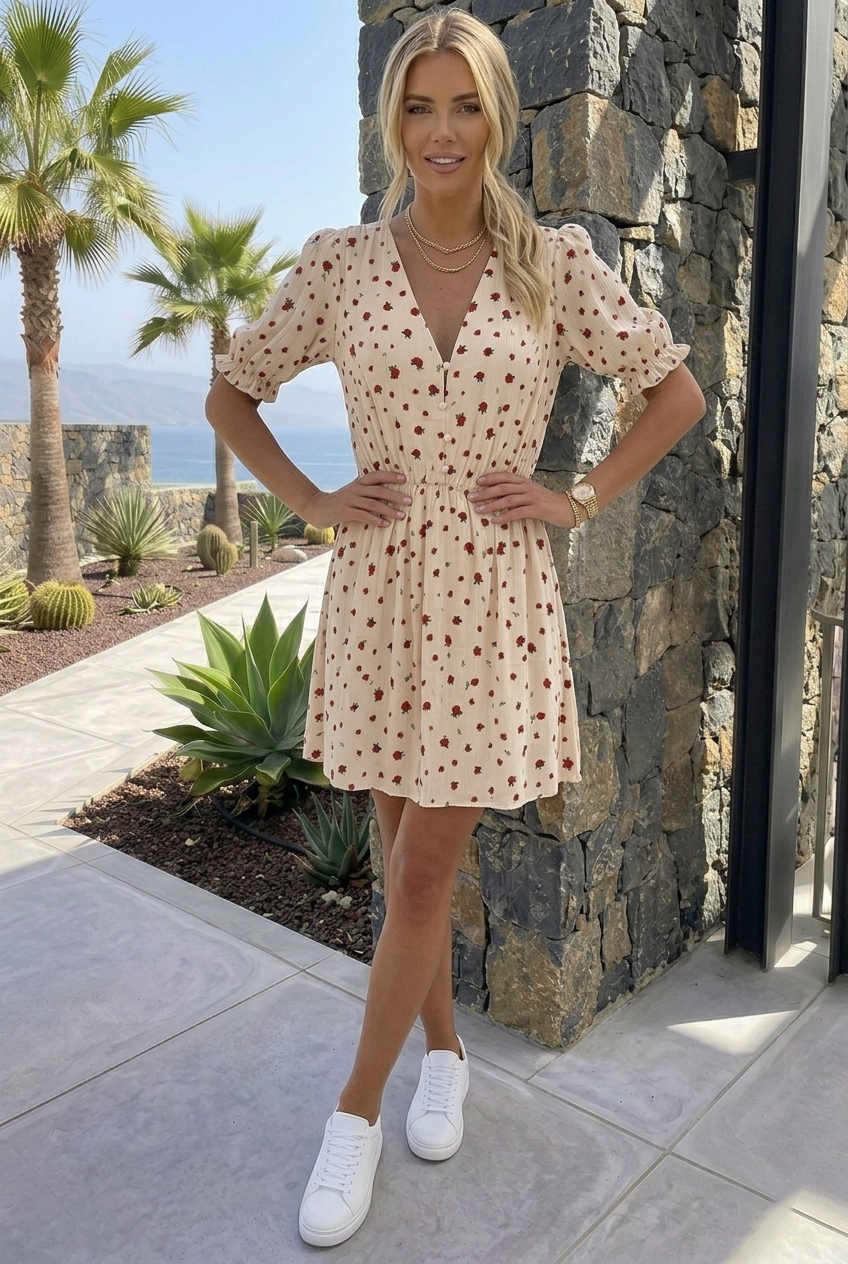 Short printed dress - 100% Viscose - 2570-1