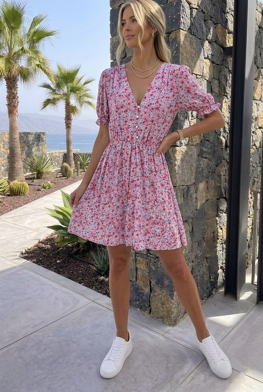 Short printed dress - 100% Viscose - 2570-10