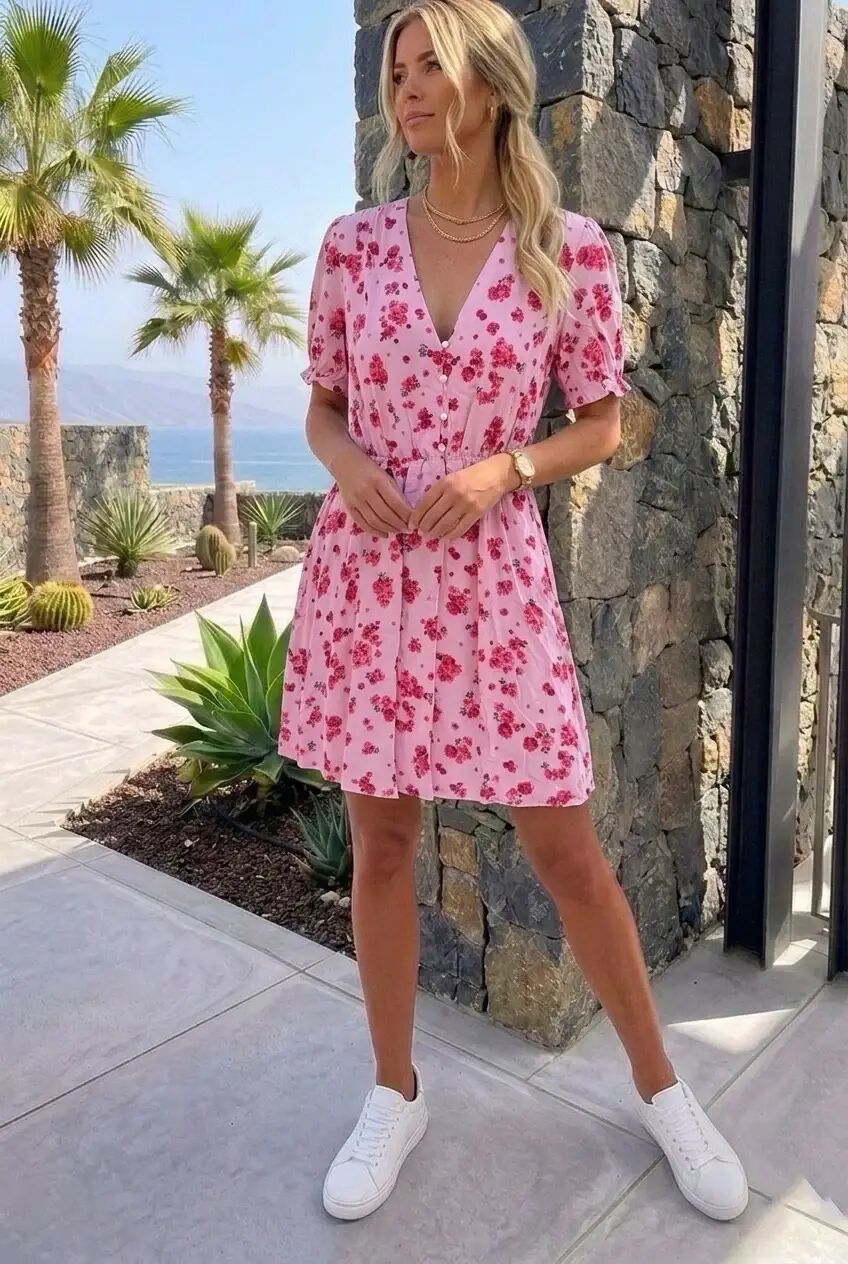 Short printed dress - 100% Viscose - 2570-13