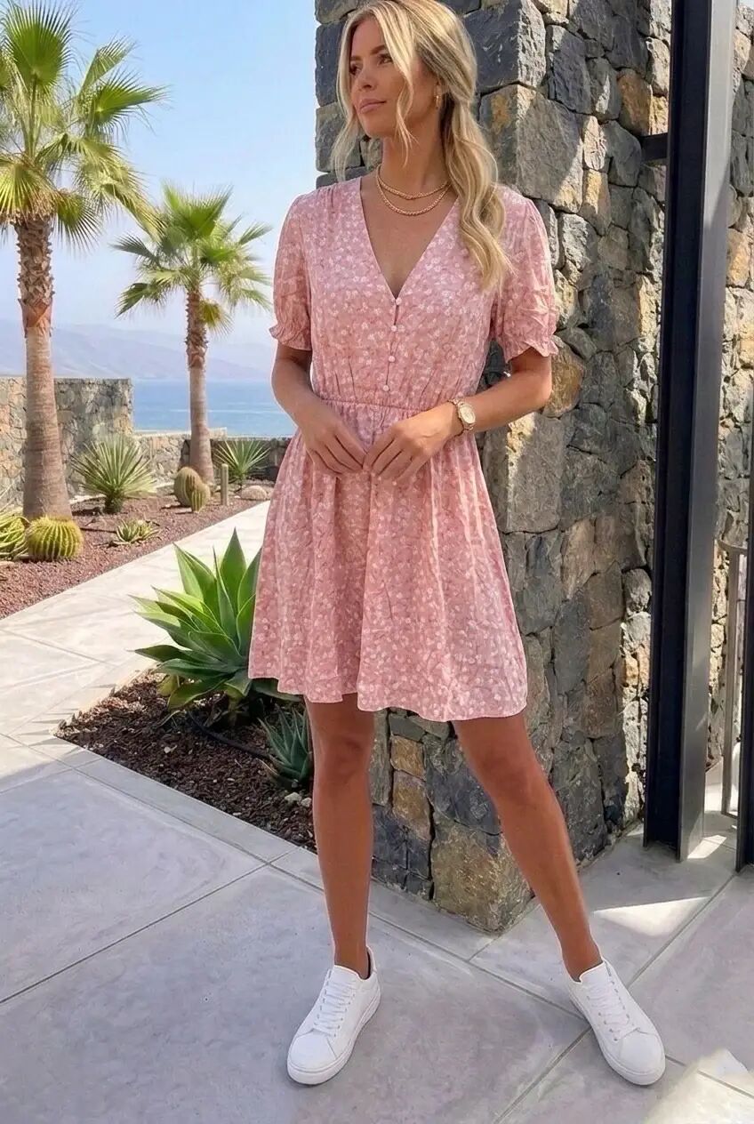 Short printed dress - 100% Viscose - 2570-14