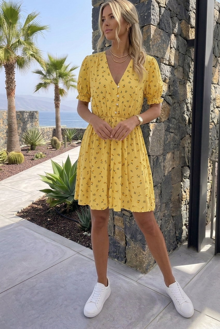 Short printed dress - 100% Viscose - 2570-4