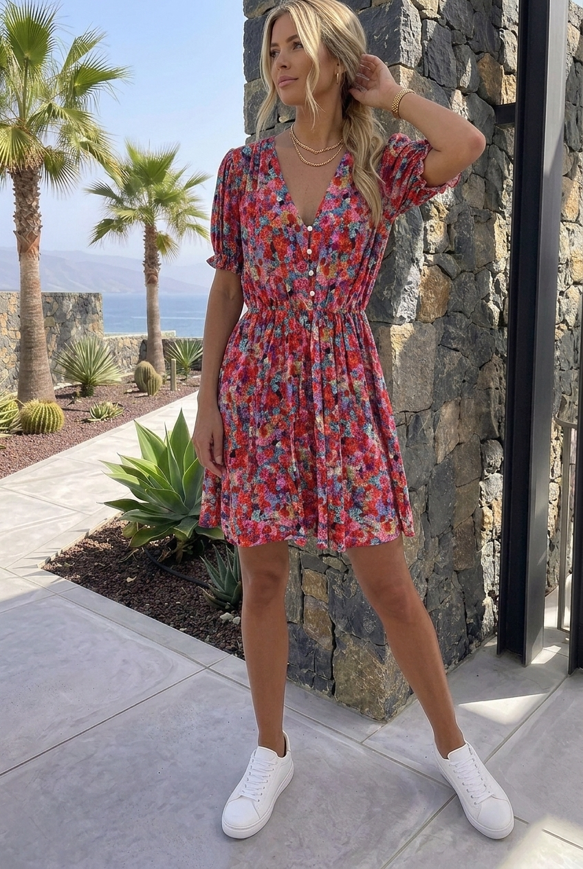 Short printed dress - 100% Viscose - 2570-5